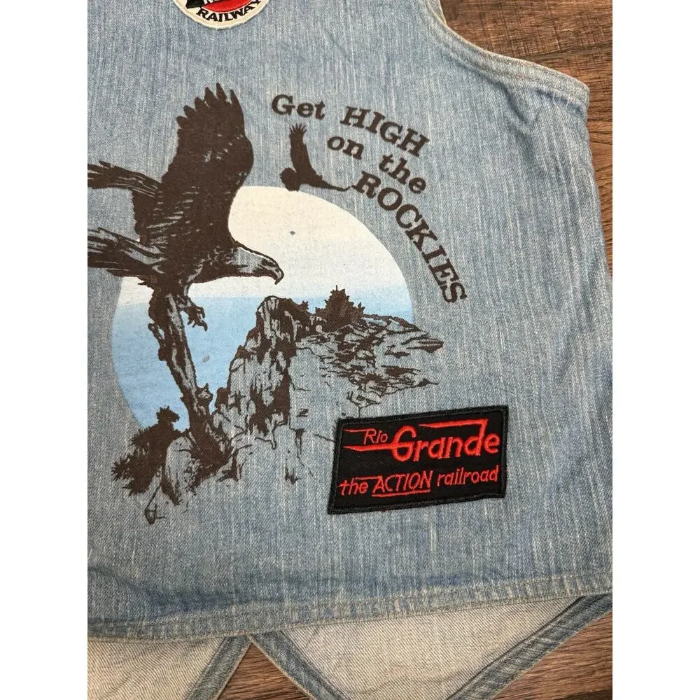 Vintage Levi's Orange Tab Medium Denim Jean Vest 70s 80’s Western Biker Patches